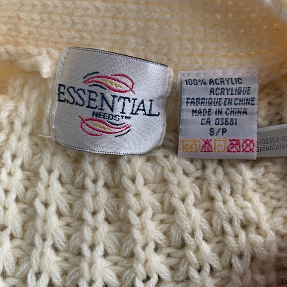 Vintage V-Neck Button Front Chunky Knit Fisherman Cardigan Sweater - Picture 8 of 13